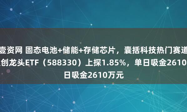 壹资网 固态电池+储能+存储芯片，囊括科技热门赛道！双创龙头ETF（588330）上探1.85%，单日吸金2610万元